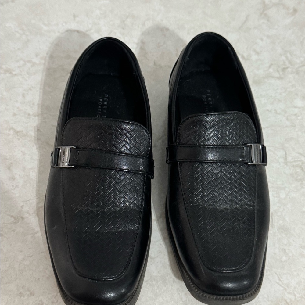 Perry Ellis Black Kids Dress Loafers